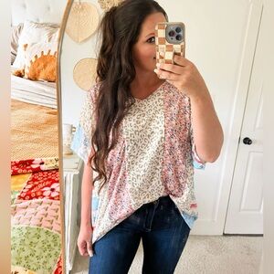 NWT floral/leopard top